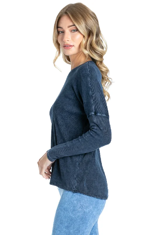 Long Sleeve Float Hem Ribbed T