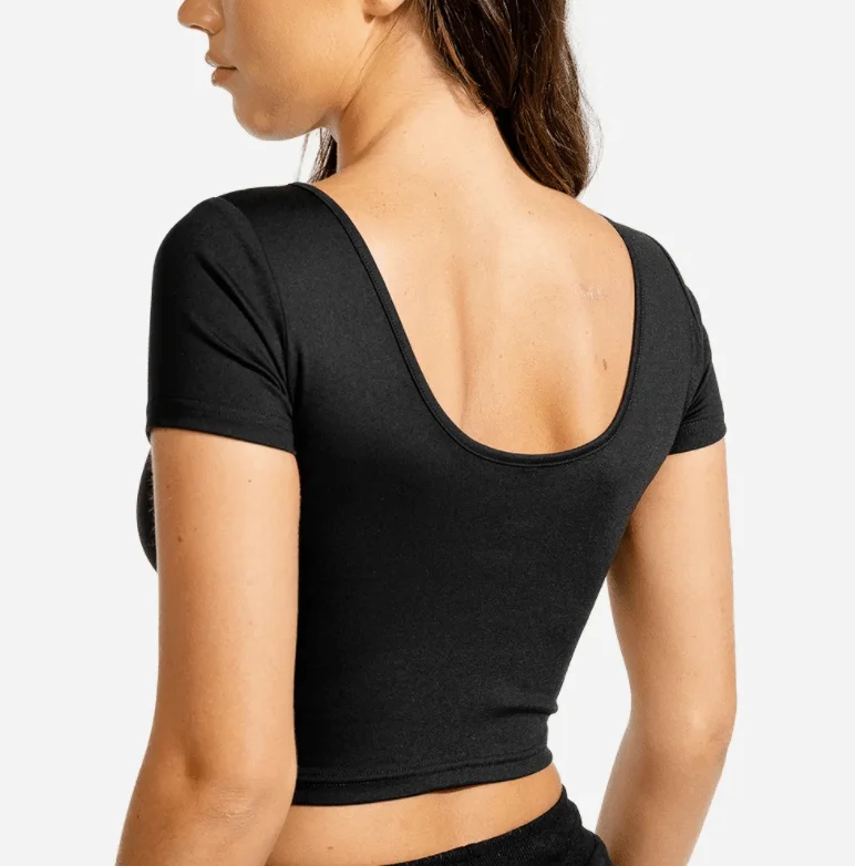 WARRIOR CROP TEE – HALF SLEEVES – BLACK