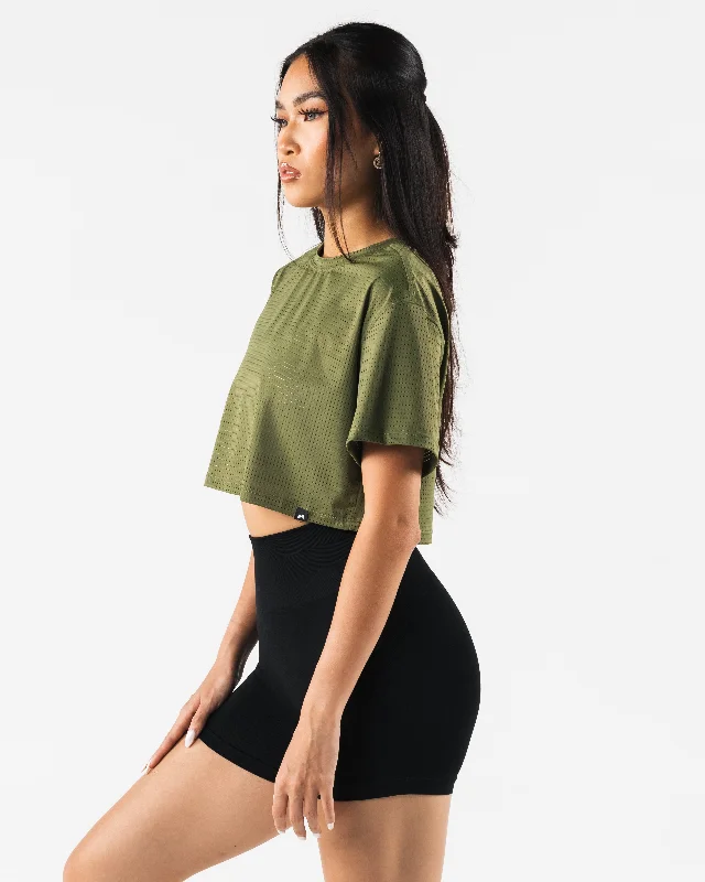 Margo Mesh Crop Tee - Agave