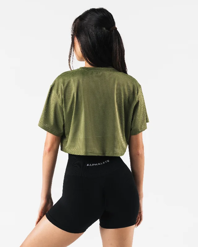 Margo Mesh Crop Tee - Agave