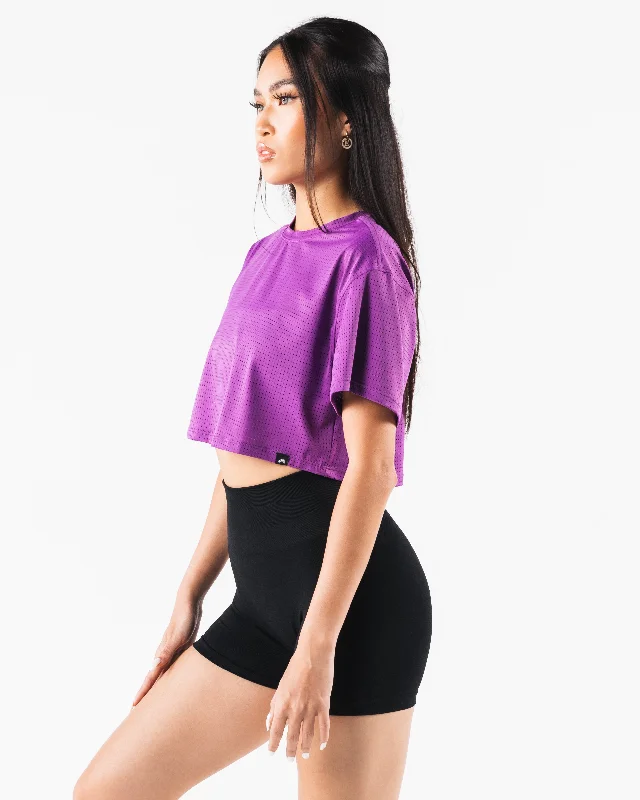 Margo Mesh Crop Tee - Blaze