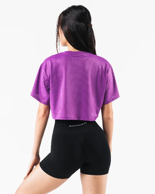 Margo Mesh Crop Tee - Blaze