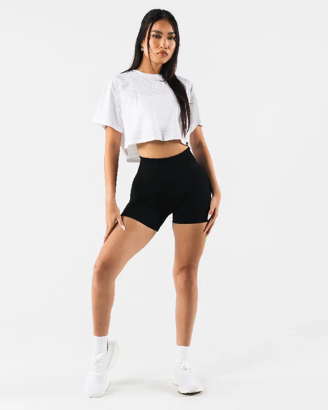 Margo Mesh Crop Tee - White