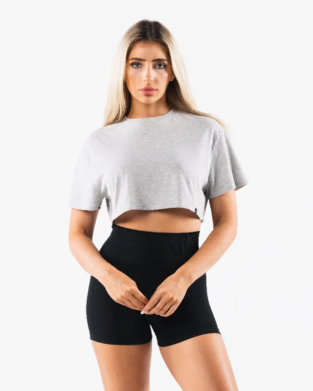 OT Crop Tee - Light Heather Grey