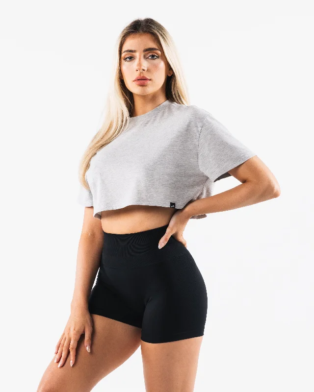 OT Crop Tee - Light Heather Grey