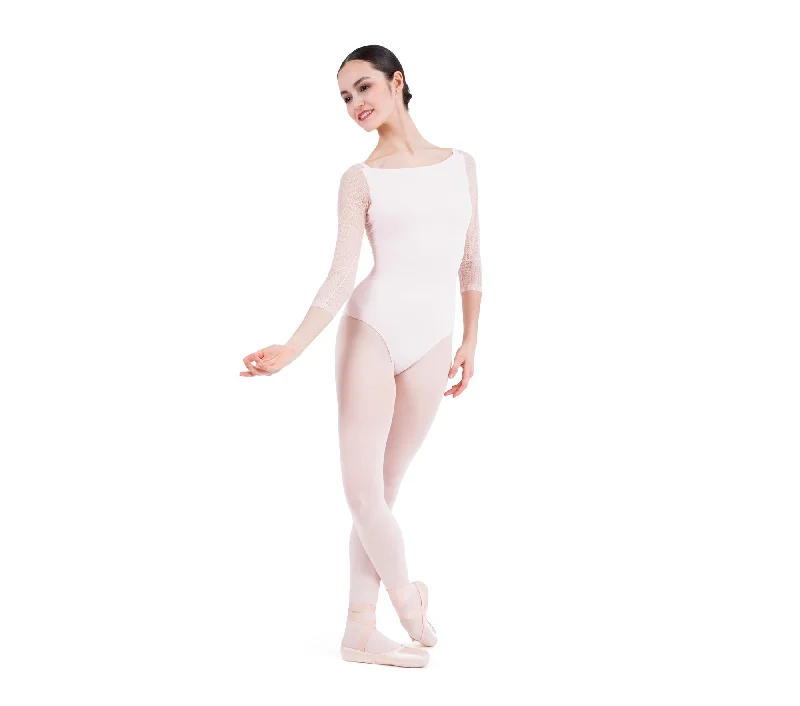 Repetto 3/4 sleeved leotard with lace D0678