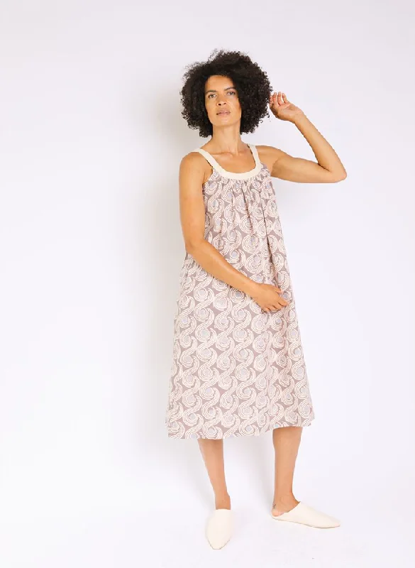 Athens Dress, taupe swirls