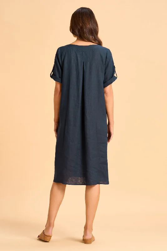 Button Detail Linen Dress