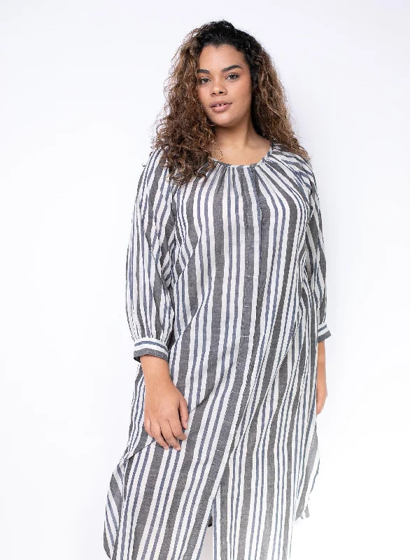 Caz Dress, silver stripe