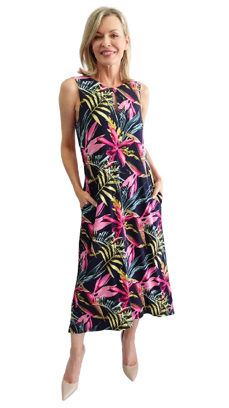 Botanical Print Keyhole Detail Dress. Style SW97238