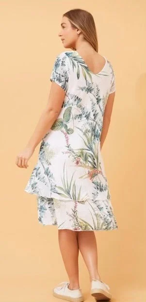 Ellie White Floral Double Layered Dress