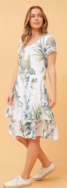 Ellie White Floral Double Layered Dress