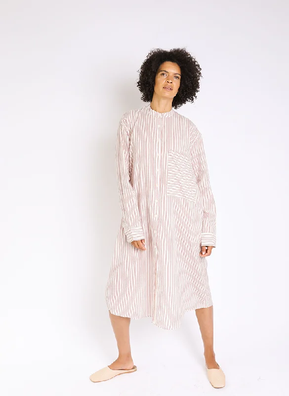 Unisex Nat Shirt Dress, geranium stripe