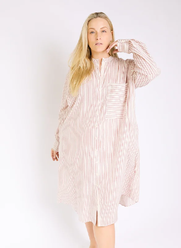 Unisex Nat Shirt Dress, geranium stripe