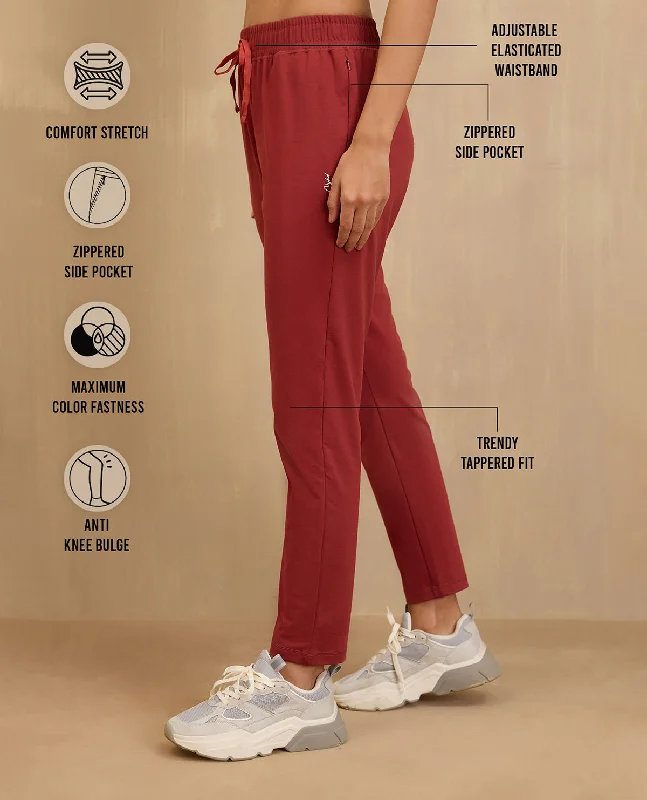 NYKD By Nykaa Cotton Comfort Pants-NYAT502-Red