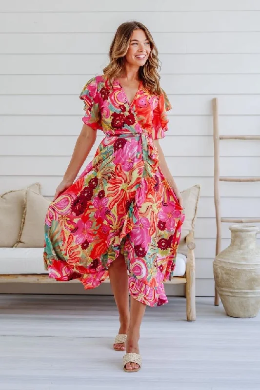 Silky Boho Summertime Long Wrap Boho Dress