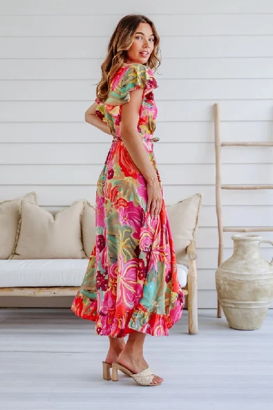 Silky Boho Summertime Long Wrap Boho Dress