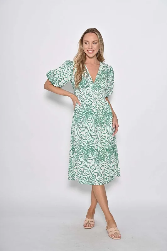 Vanessa Green Swirl Midi Dress