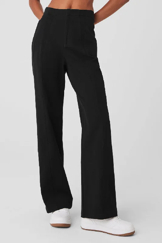 High-Waist On Point Moto Trouser - Black