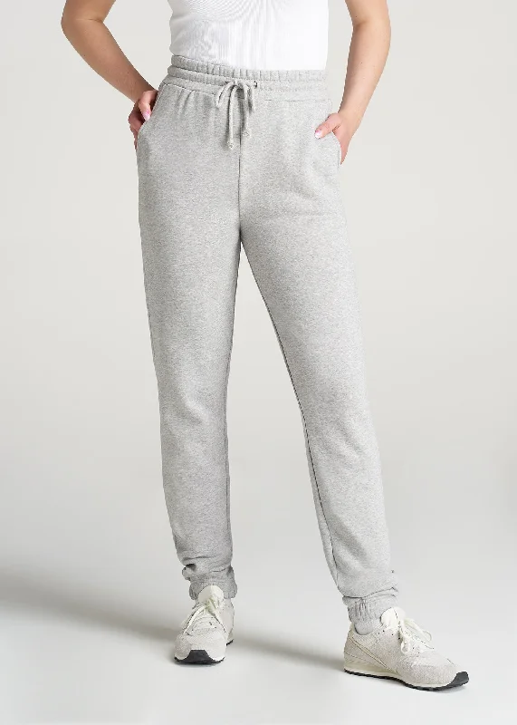 Wearever Fleece SLIM-FIT High-Waisted Women's Garment Dye Sweatpants in Grey Mix