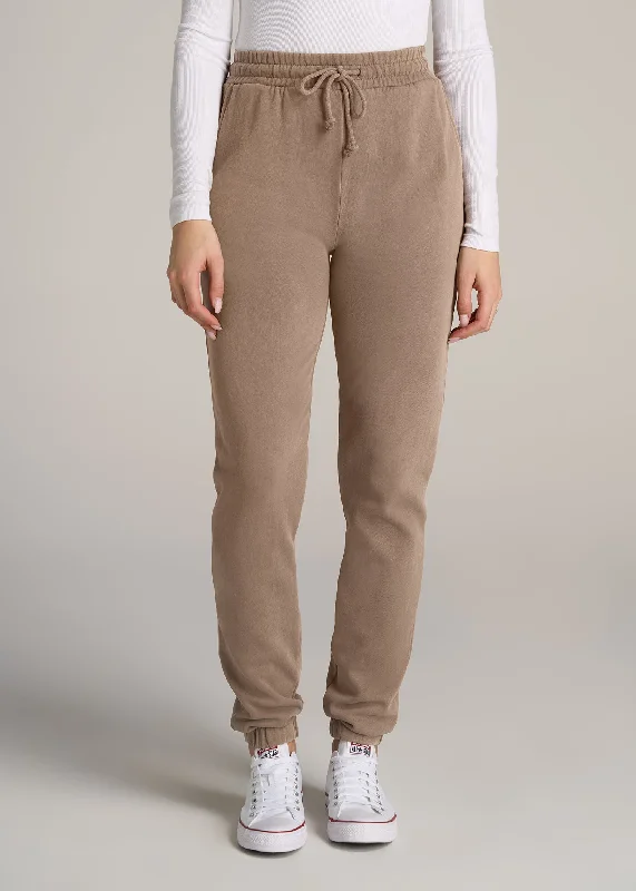 Wearever Fleece SLIM-FIT High-Waisted Women's Garment Dye Sweatpants in Latte