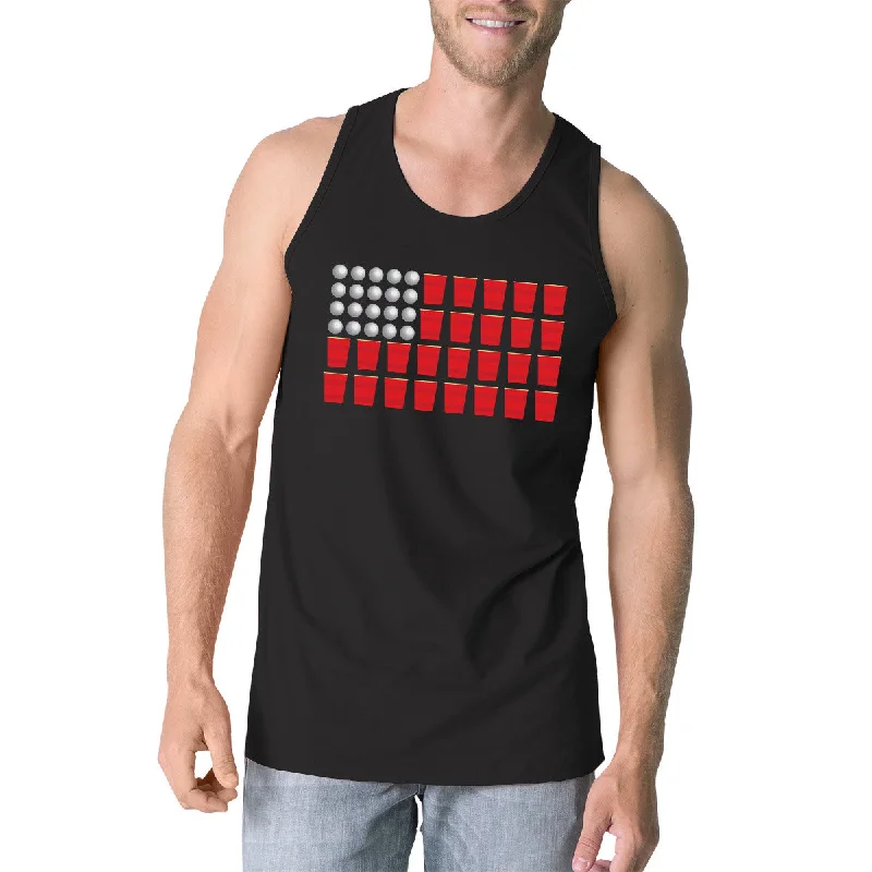 Beer Pong American Flag Mens Funny Design Tank Tee Gifts For Him