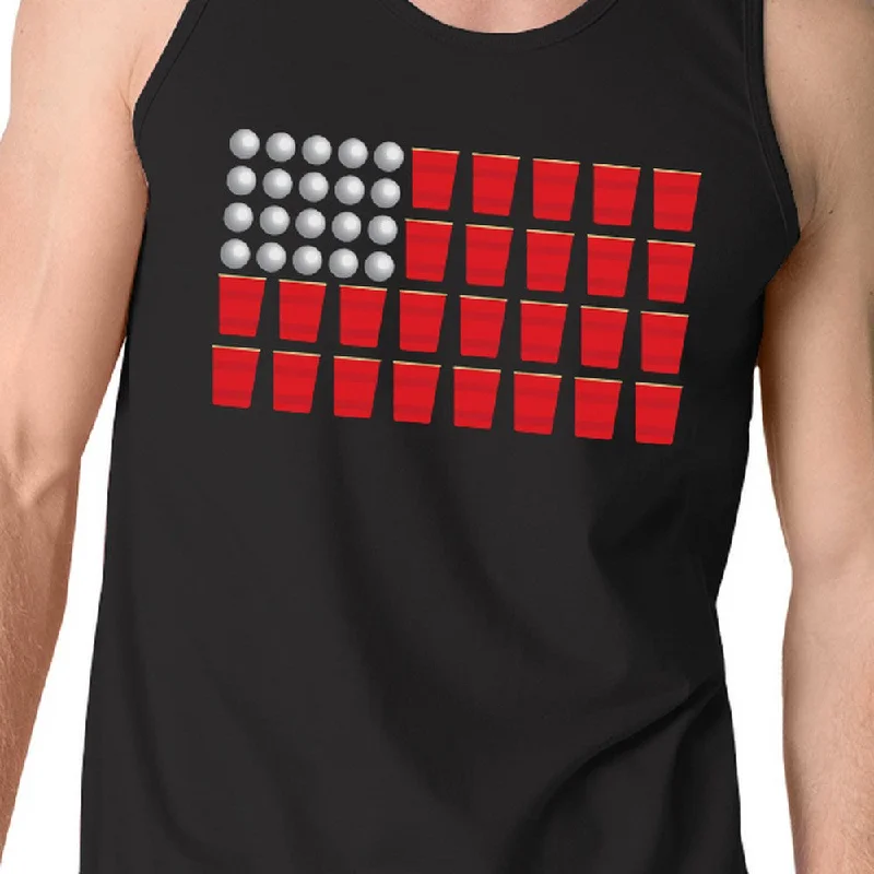 Beer Pong American Flag Mens Funny Design Tank Tee Gifts For Him