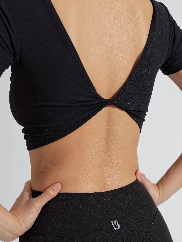 AirKnit Reversible Crop - Onyx Black