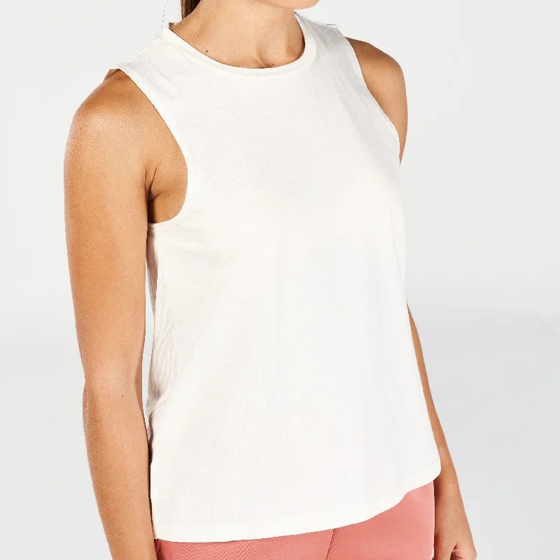 Core Wild Print Back Tank - Pearl White