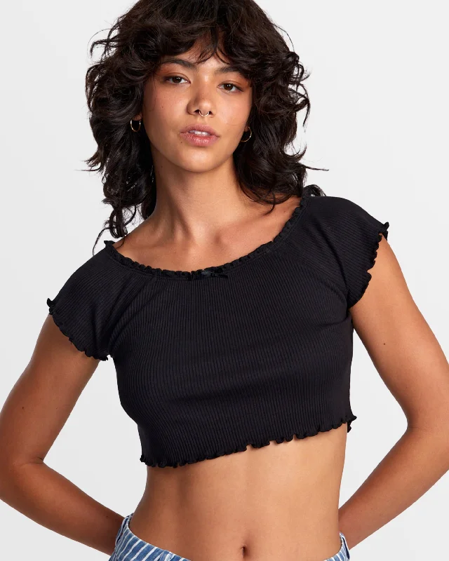 Delilah Off-The-Shoulder Crop Top - RVCA Black