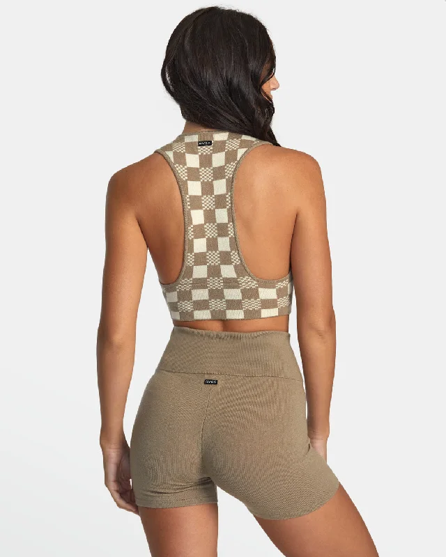 Fever Racerback Knitted Crop Top - Dark Khaki