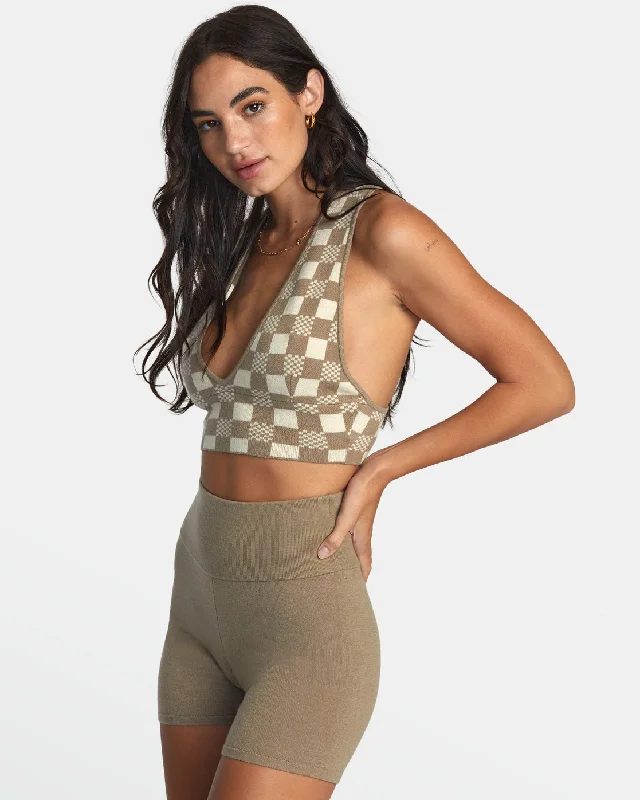 Fever Racerback Knitted Crop Top - Dark Khaki