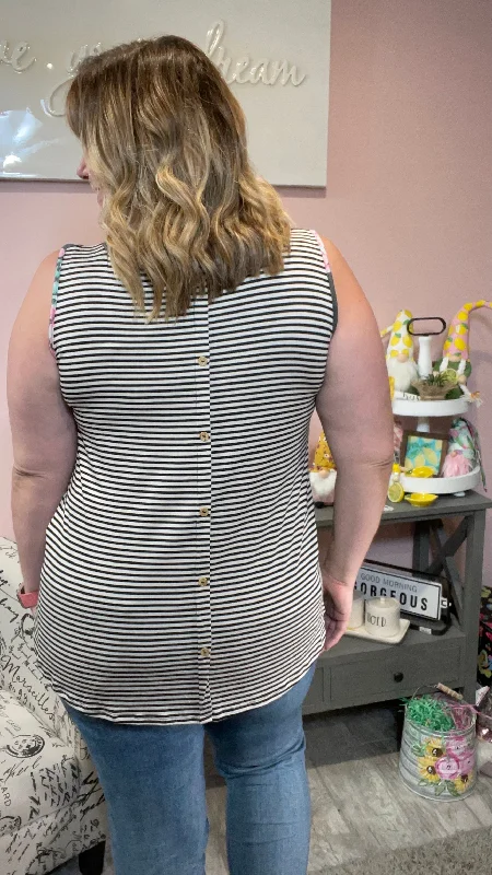 Floral Front & Button Back Tank