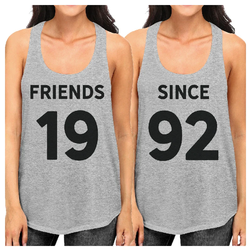 Friends Since Custom Years BFF Matching Grey Tank Tops