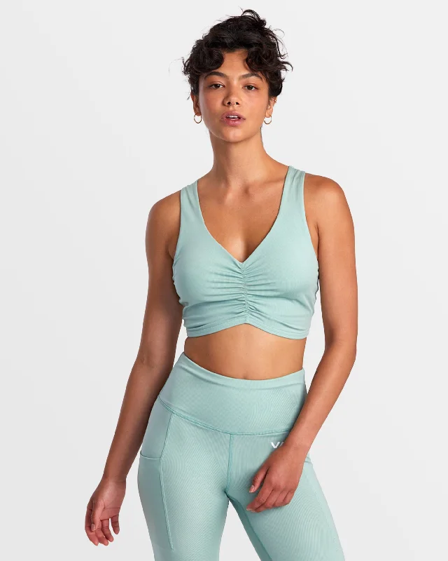 Gathered Front Fitted Crop Top - Green Haze