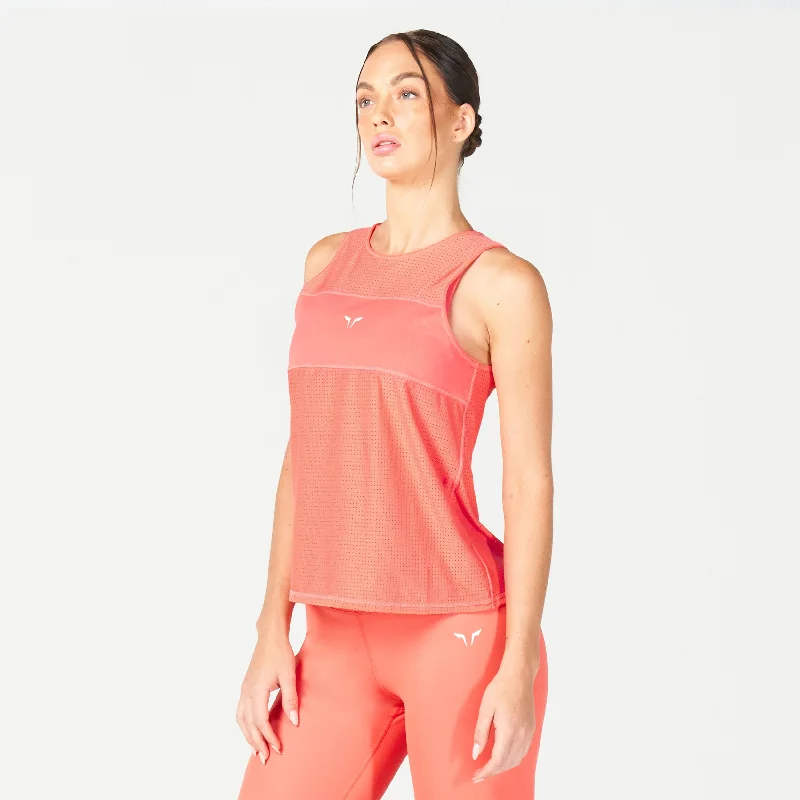 Mesh Reversible Tank - Hot Coral