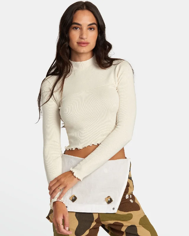 Saved Long Sleeve Long Sleeve Crop Top - Latte