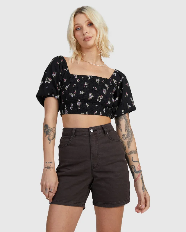 Sprinkle Smocked Top - RVCA Black