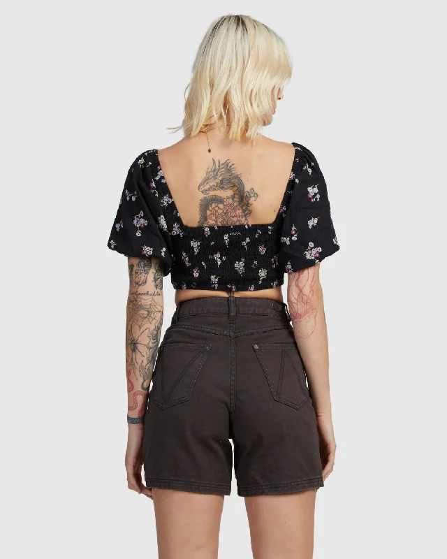 Sprinkle Smocked Top - RVCA Black