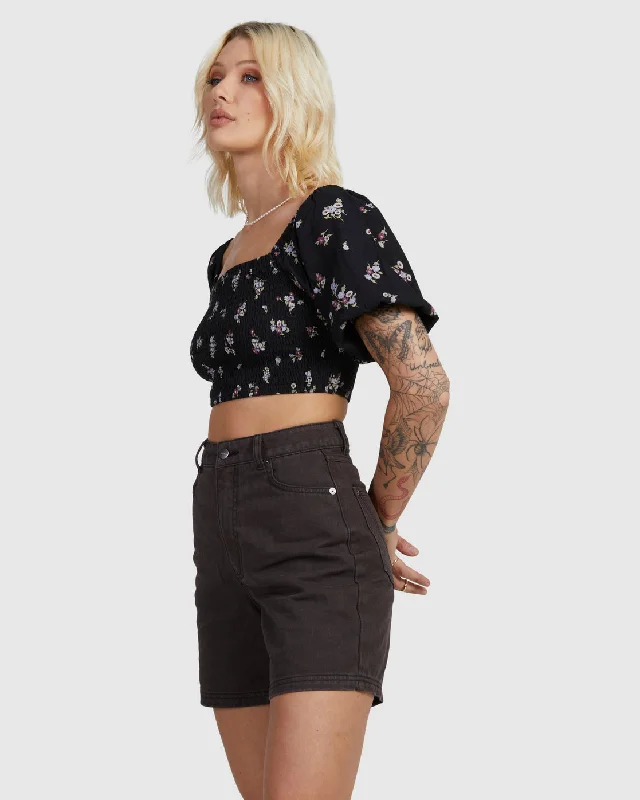 Sprinkle Smocked Top - RVCA Black