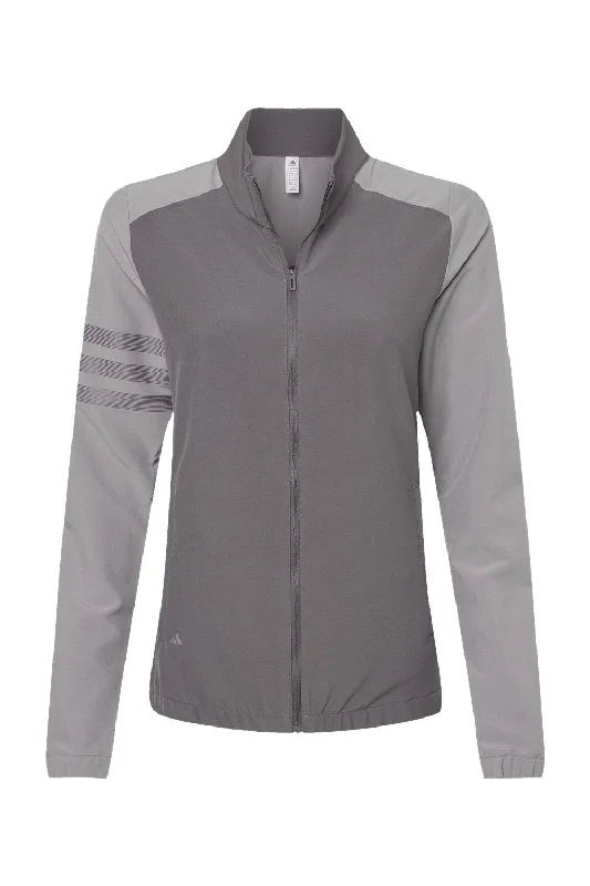 Adidas Womens 3 Stripes Full Zip Jacket - Grey - NEW