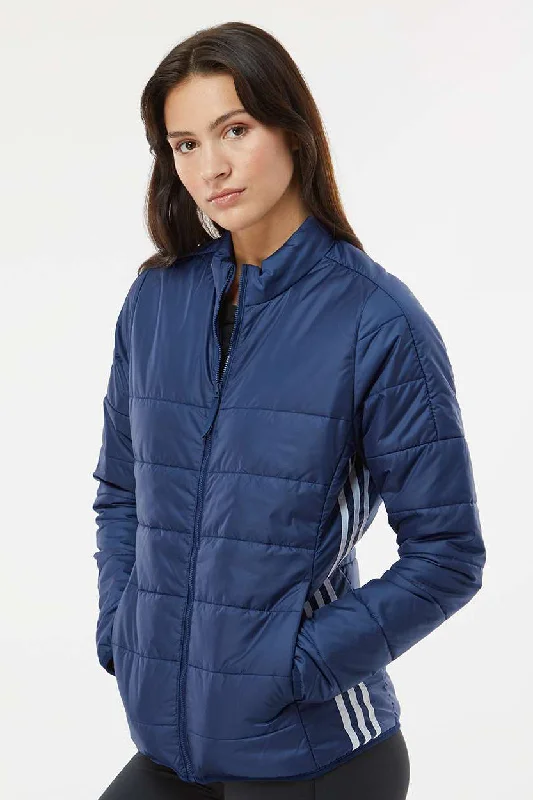 Adidas Womens Full Zip Puffer Jacket - Team Navy Blue - NEW