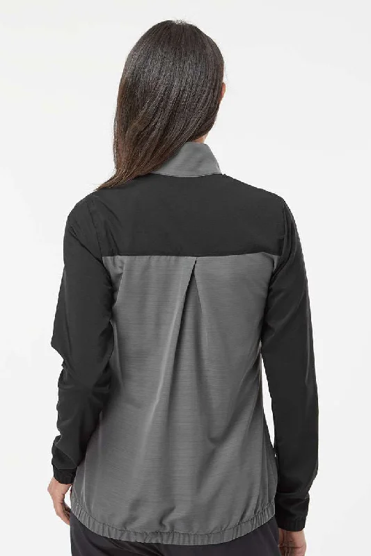 Adidas Womens Colorblock Water Resistant Full Zip Windshirt Jacket - Black/Heather Black - NEW