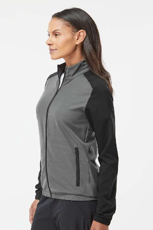 Adidas Womens Colorblock Water Resistant Full Zip Windshirt Jacket - Black/Heather Black - NEW