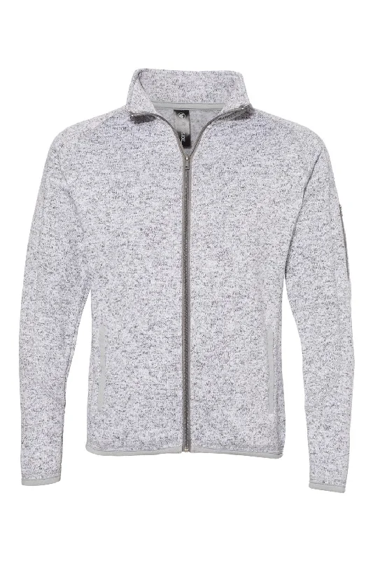 Burnside Womens Sweater Knit Full Zip Jacket - Heather Grey - NEW