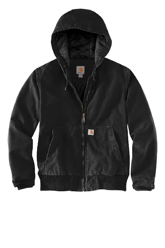 Carhartt Womens Active Washed Duck Full Zip Hooded Jacket - Black