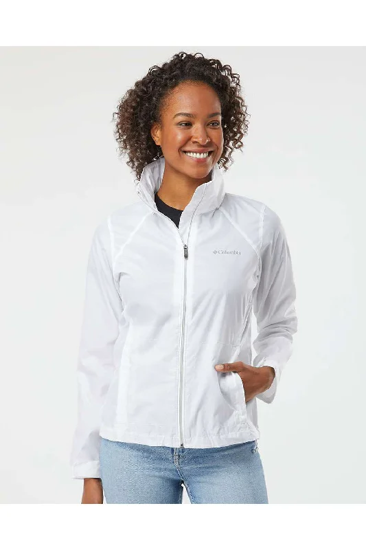 Columbia Womens Switchback III Water Resistant Full Zip Hooded Jacket - White - NEW