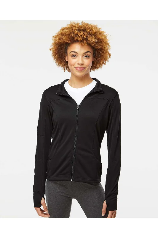 Independent Trading Co. Womens Poly Tech Full Zip Track Jacket - Black - NEW