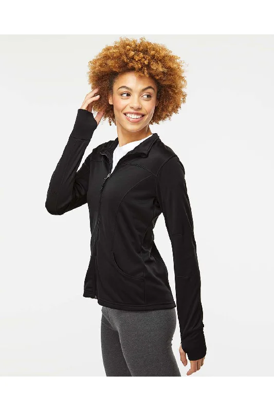 Independent Trading Co. Womens Poly Tech Full Zip Track Jacket - Black - NEW