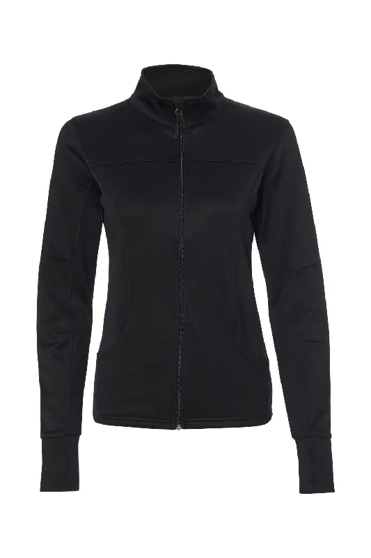 Independent Trading Co. Womens Poly Tech Full Zip Track Jacket - Black - NEW